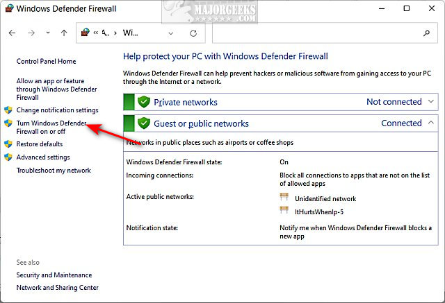 Click On Turn Off Or Turn On For Your Firewall Unlike Settings The